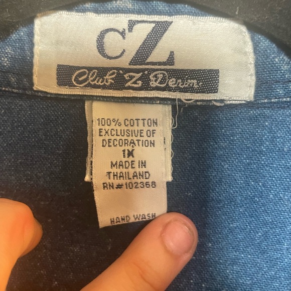 Club Z Denim Vintage 80s 90s Embroidered Denim Shirt w/Accent Beading Size 1XL - Picture 3 of 9